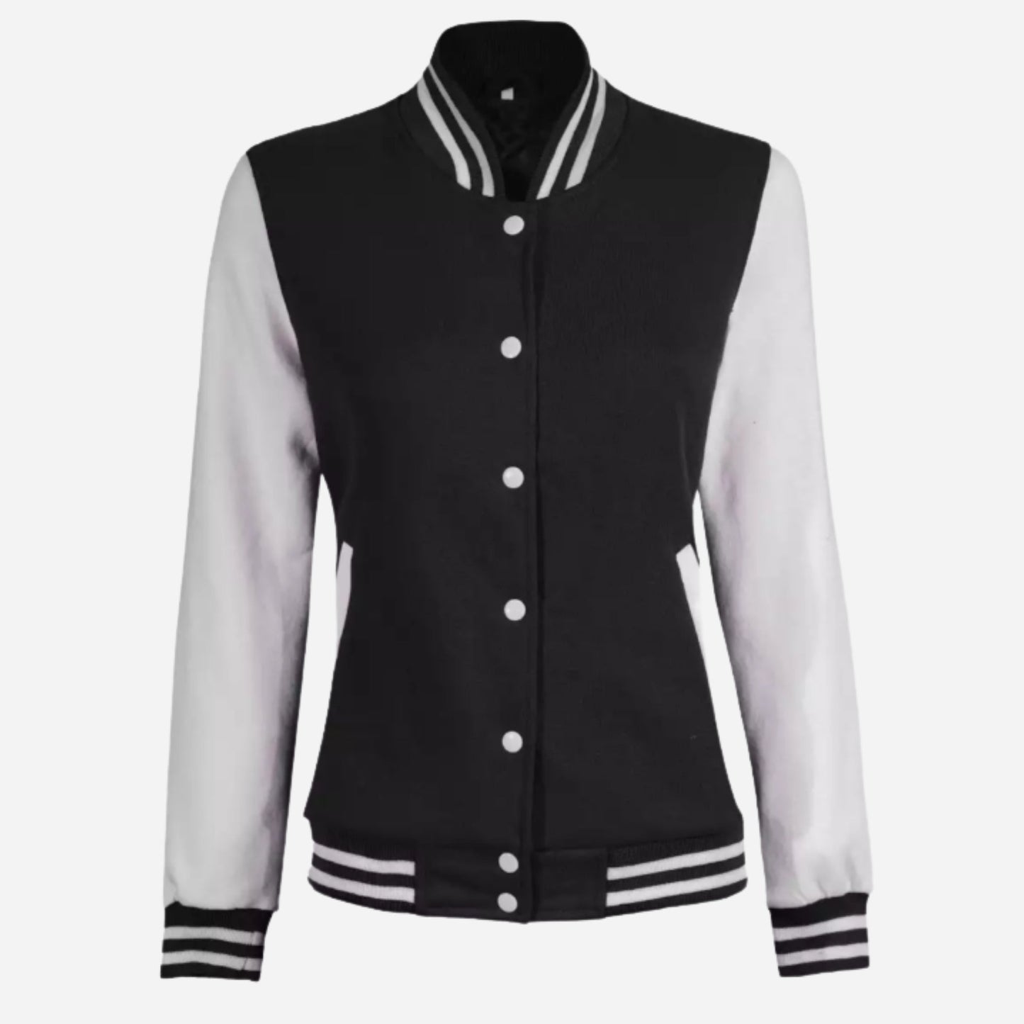 Women’s White and Black Varsity Jacket Verified Leather
