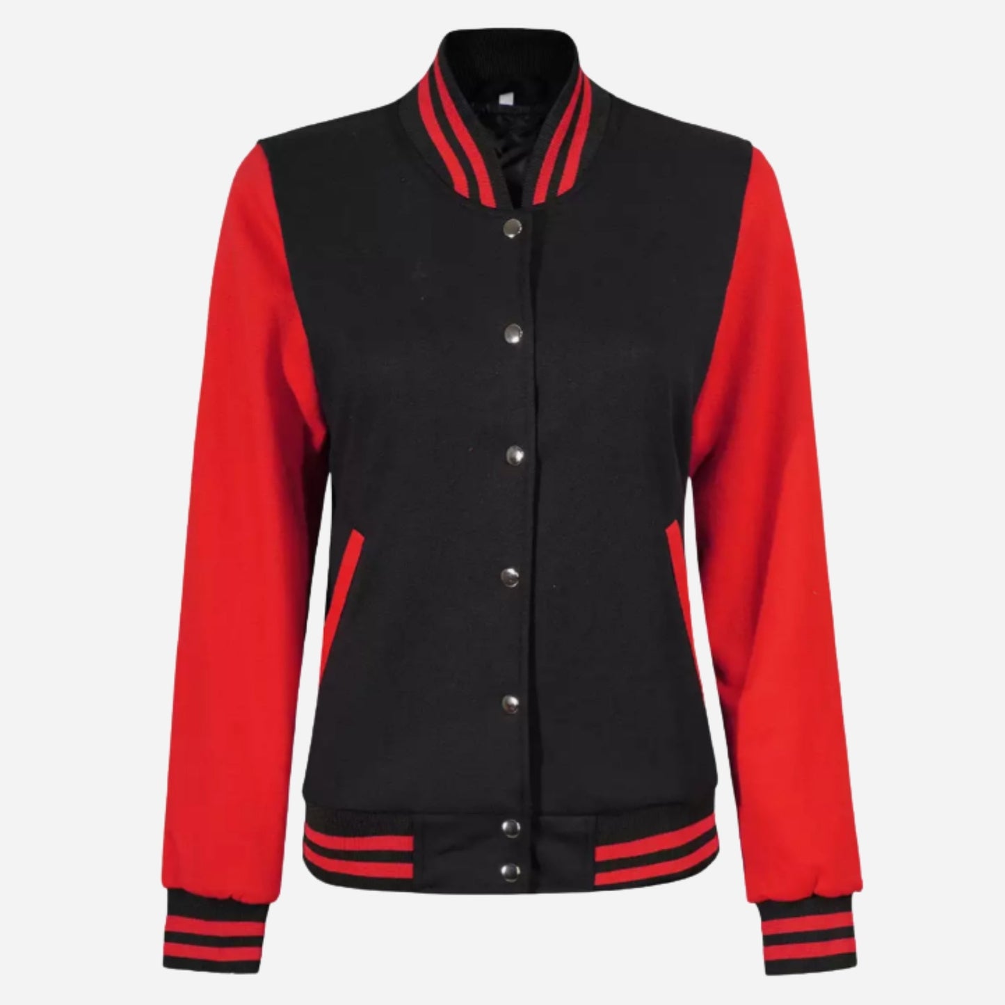 Women's Black and Red Varsity Jacket Verified Leather