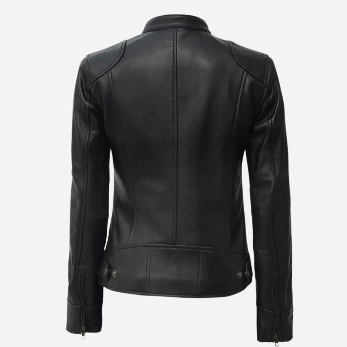 Womens Tall Black Cafe Racer Leather Jacket