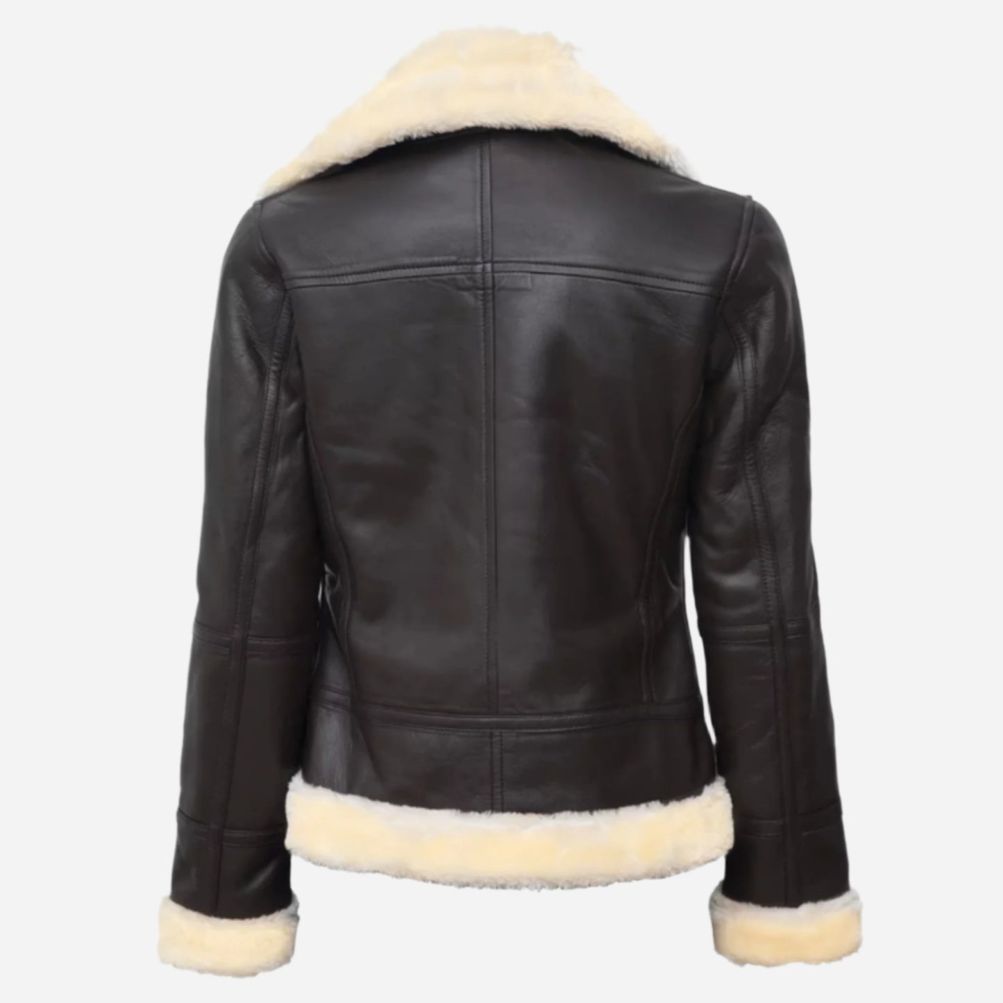 Women's Dark Brown B3 Leather Bomber Shearling Jacket