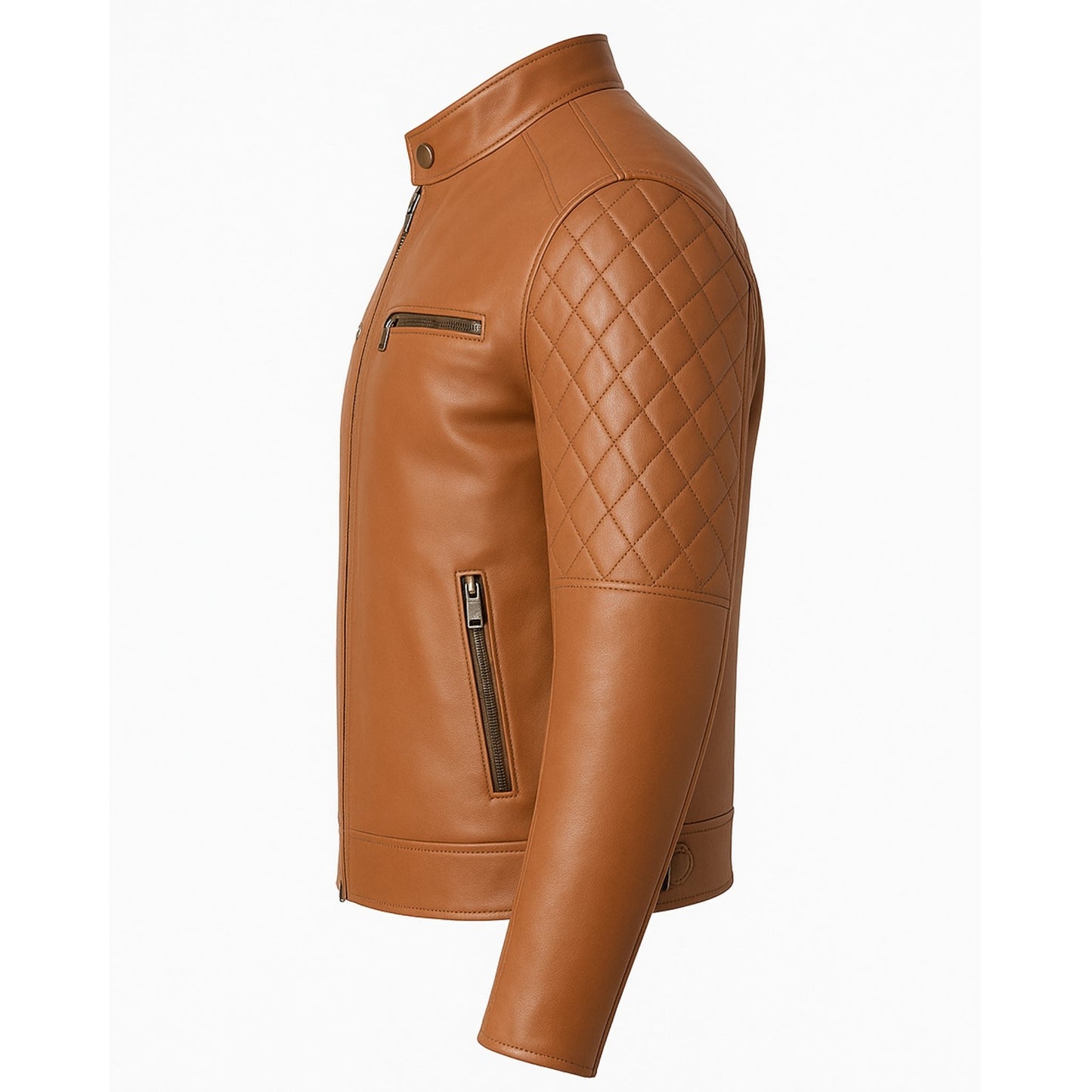 Men Classic Collar Real Leather Brown Jacket Verified Leather