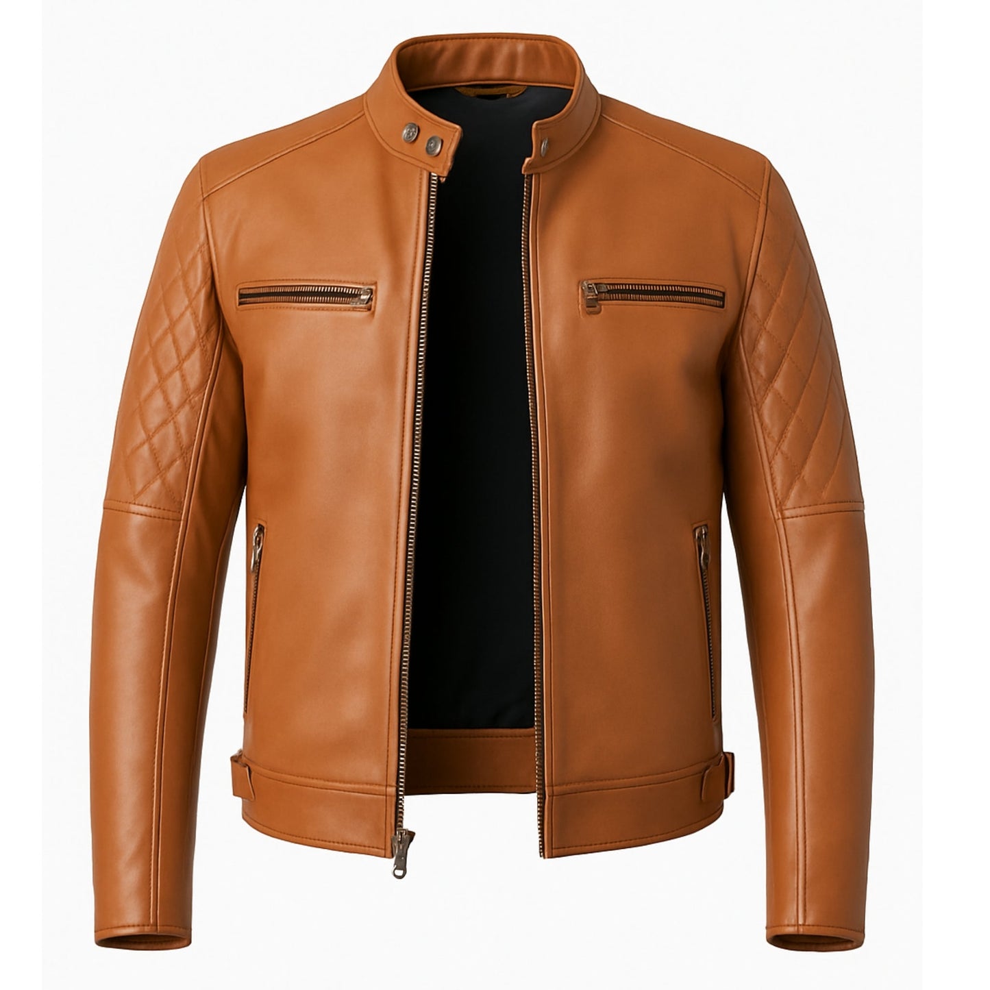 Men Classic Collar Real Leather Brown Jacket Verified Leather
