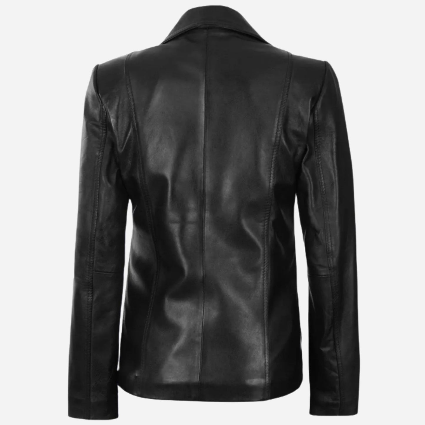 Womens Two Button Black Premium Leather Blazer Verified Leather