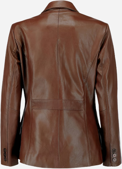 Classic 2-Button Lambskin Leather Blazer Women