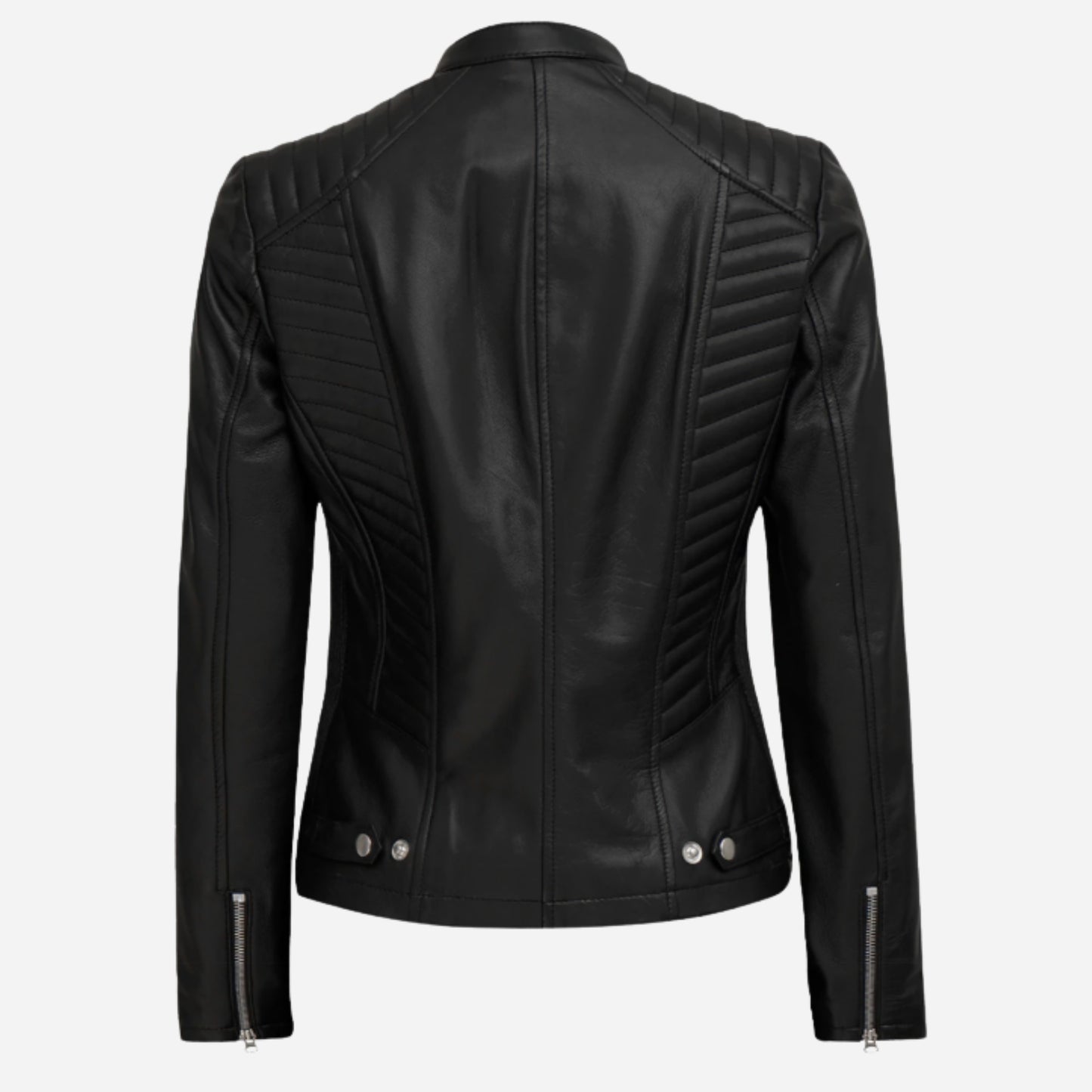 Women's Tall Black Biker Leather Jacket