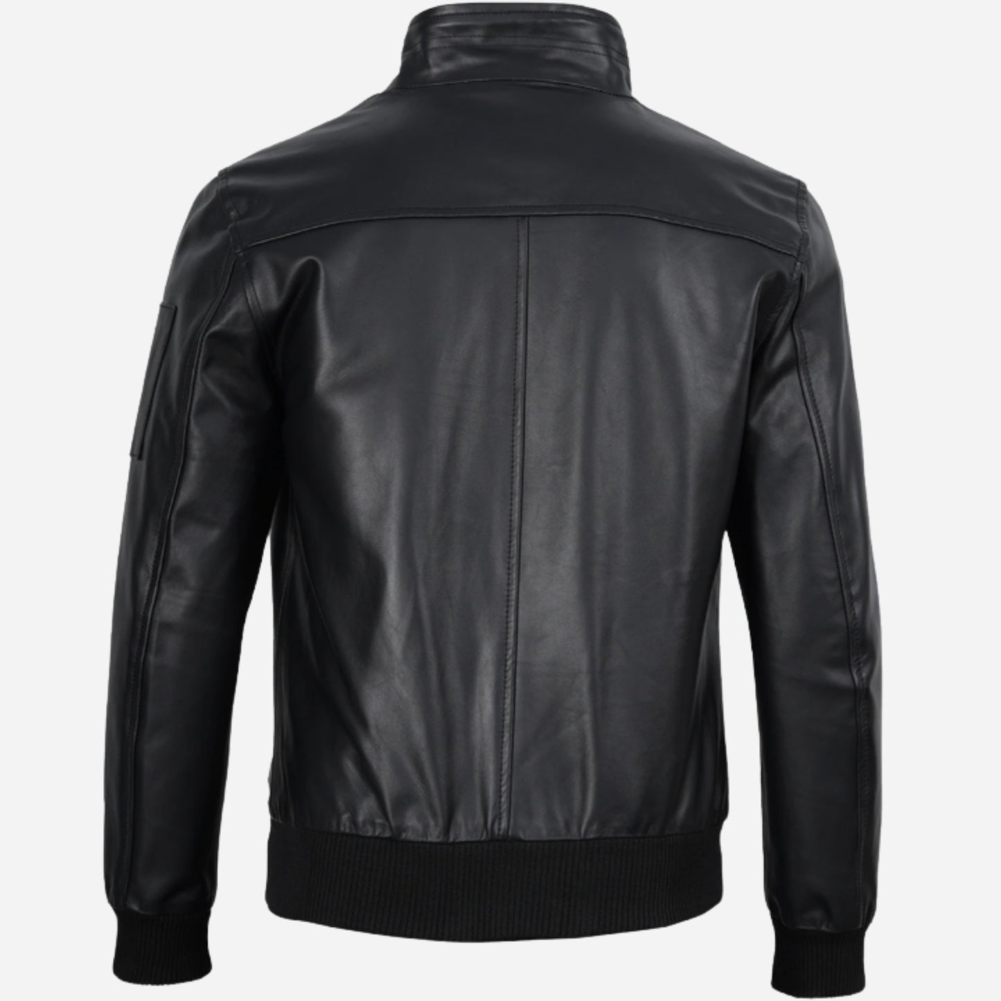 Men's Black Cowhide Leather Bomber Jacket