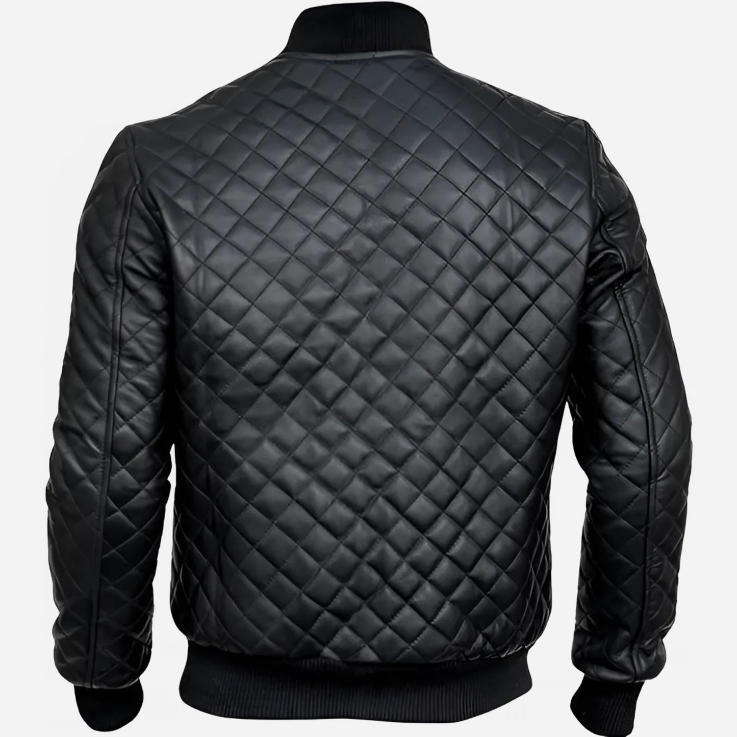 Men's Black Quilted Bomber Jacket