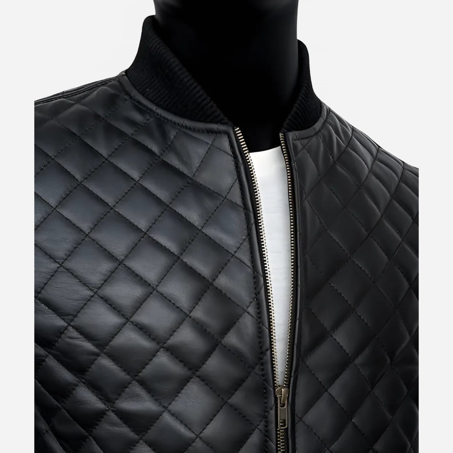 Men's Black Quilted Bomber Jacket