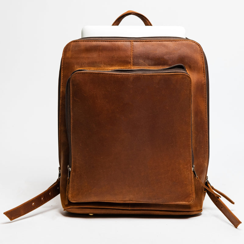 Tech Leather Backpack - Red