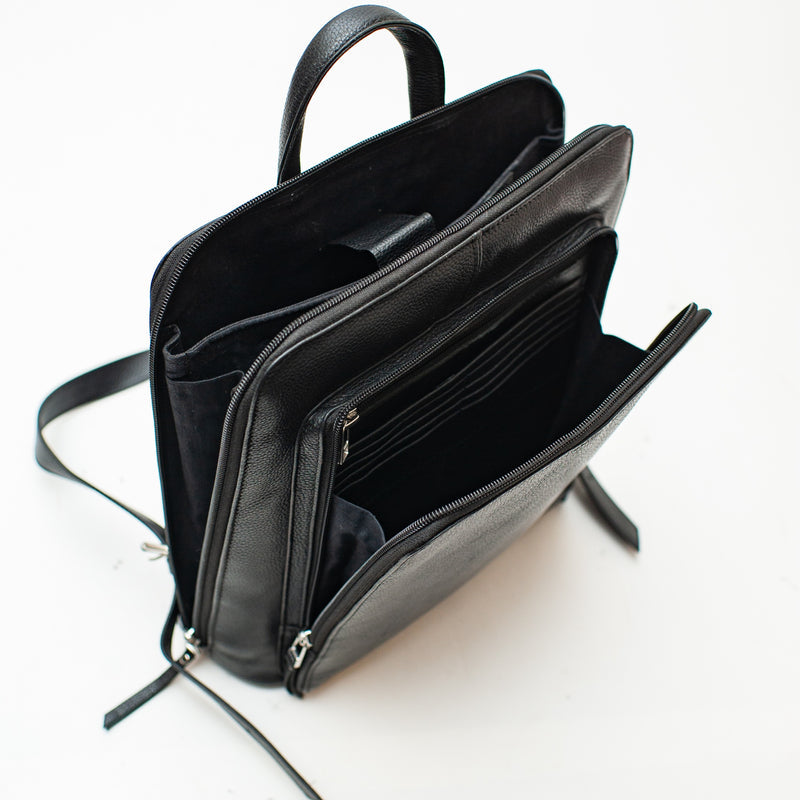 Tech Leather Backpack - Saddle
