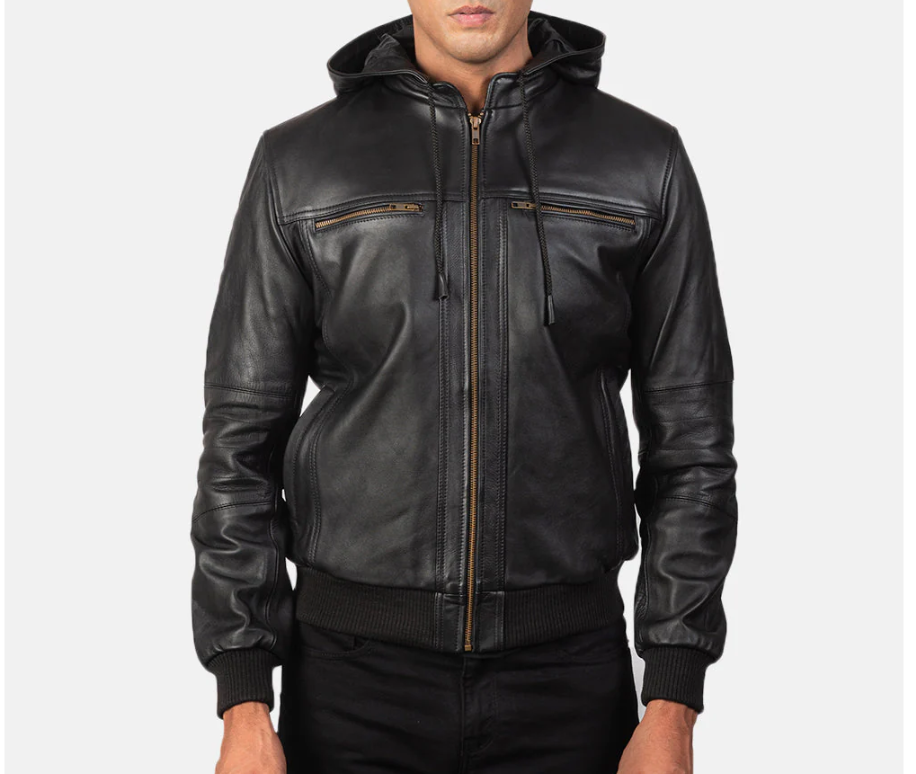 Bouncer Biz Black Leather Bomber Jacket Verified Leather