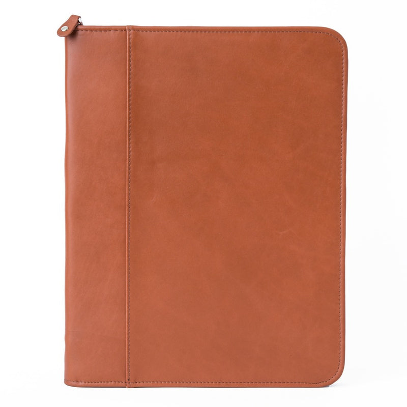 Zip-Up Leather Padfolio - Tan Verified Leather