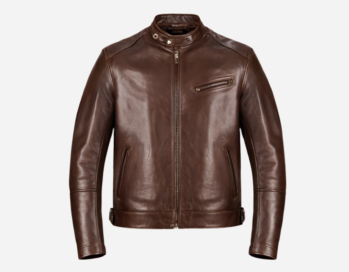 Classic Dark Brown Leather Racer Jacket Verified Leather