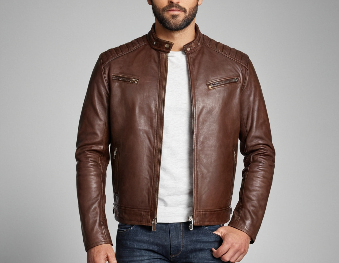 Classic Dark Brown Leather Racer Jacket Verified Leather