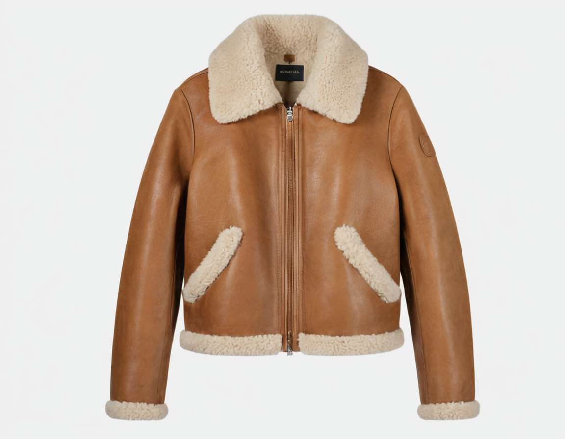 Aspen Brown Leather Shearling Zip Jacket Verified Leather