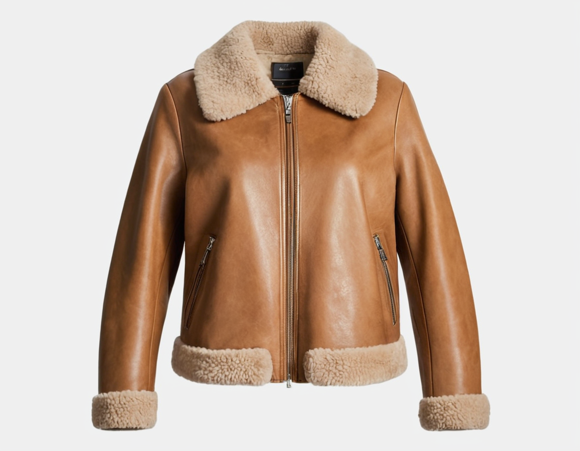 Aspen Brown Leather Shearling Zip Jacket Verified Leather