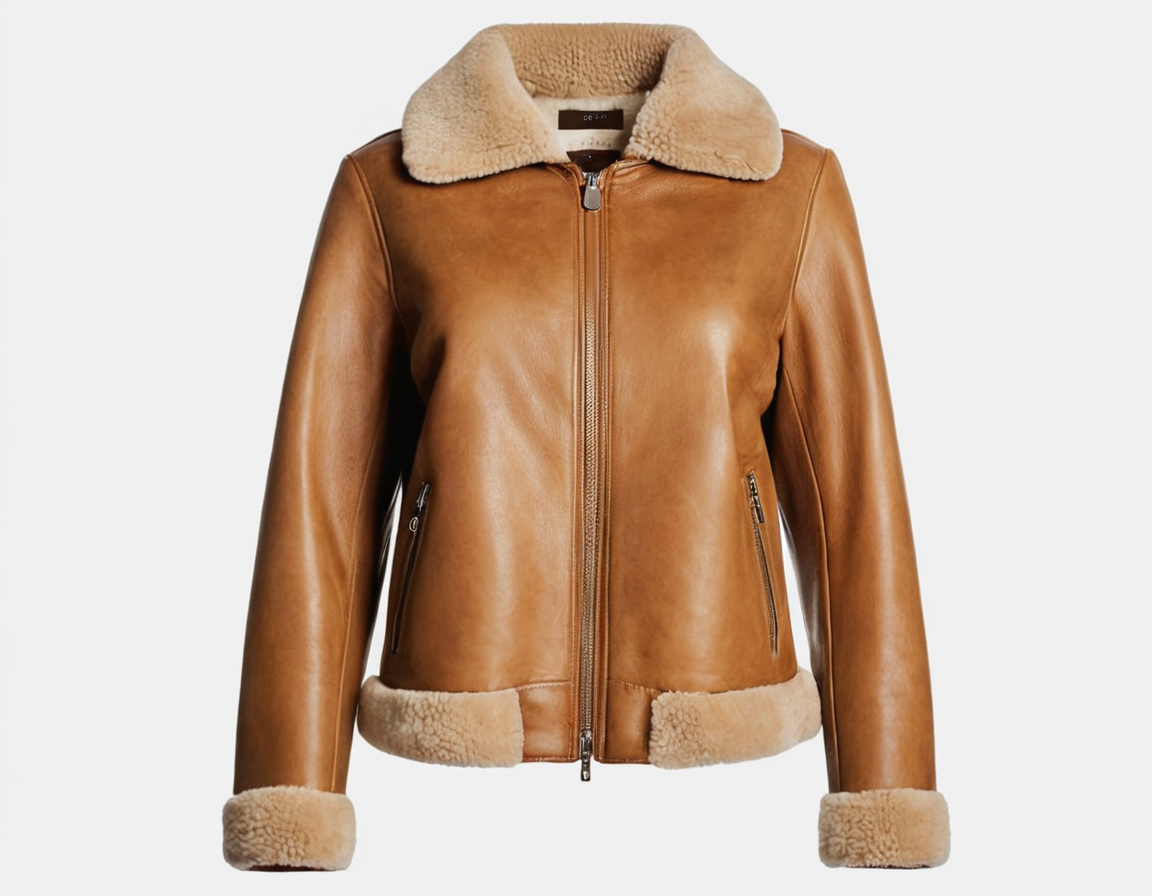 Aspen Brown Leather Shearling Zip Jacket Verified Leather