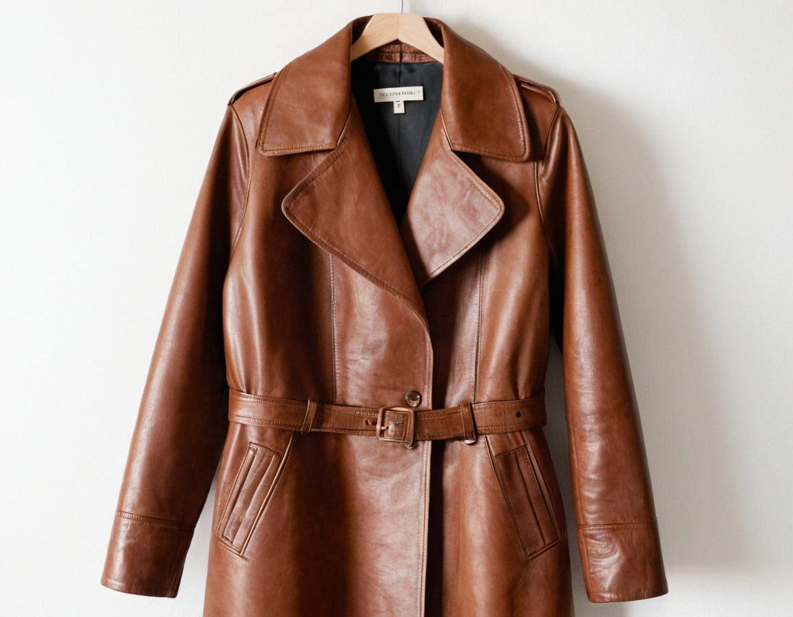 Vintage Women’s Brown Leather Long Coat Verified Leather