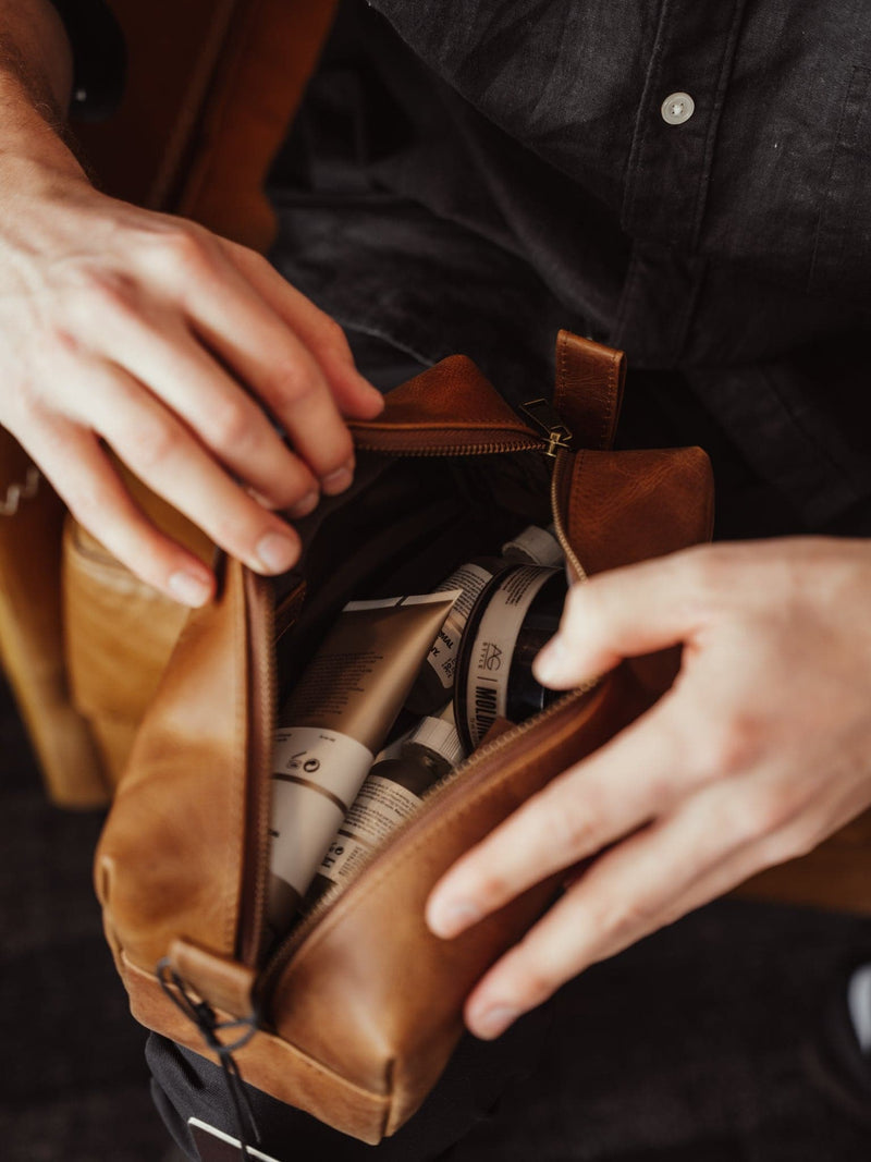 Leather Dopp Kit - Saddle Brown Verified Leather