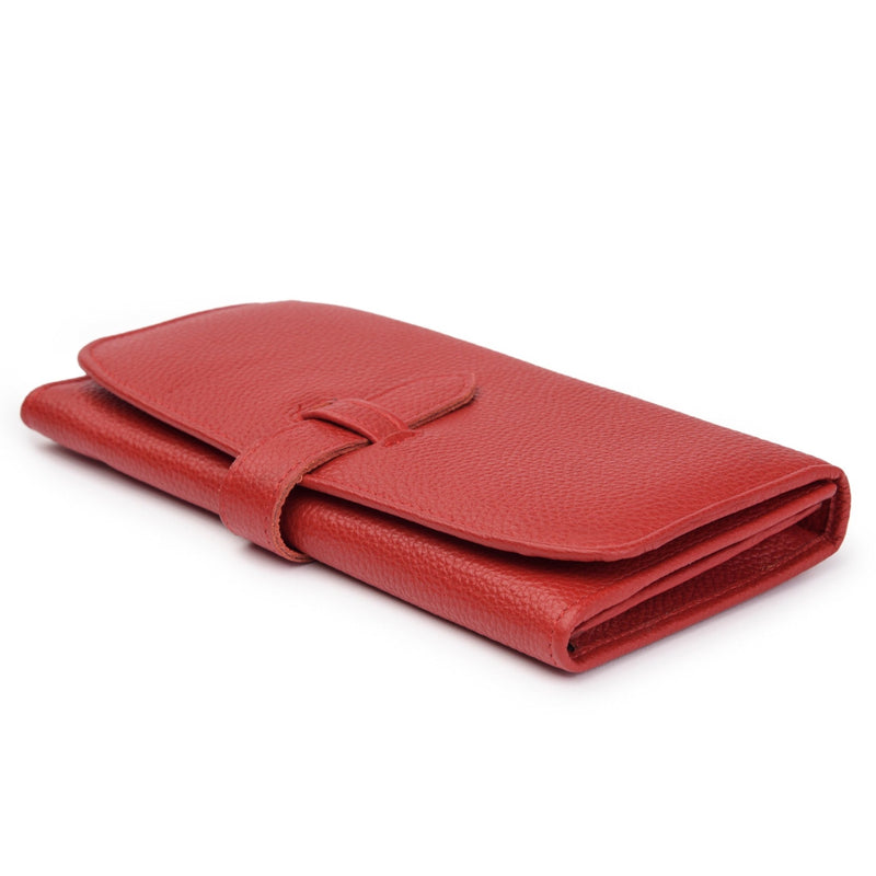 Leather Trifold Wallet - Red Verified Leather