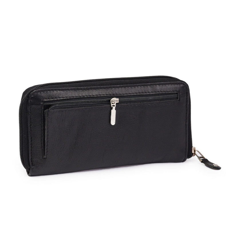 Leather Zip Around Wallet - Red Verified Leather