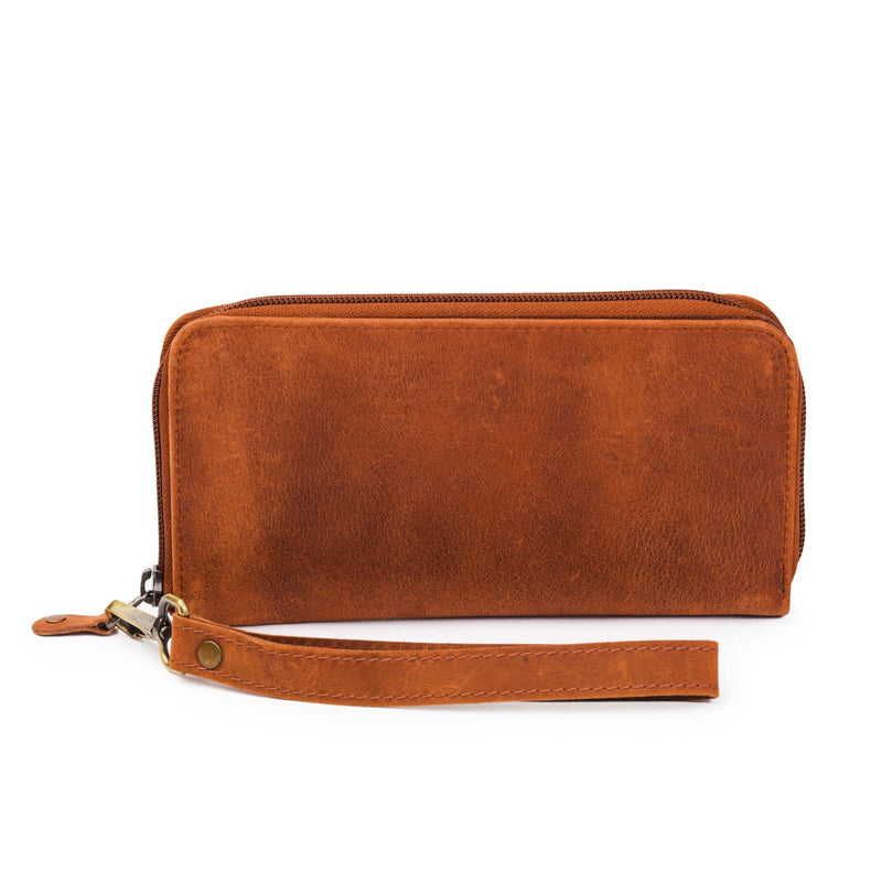Leather Zip Around Wallet - Red Verified Leather