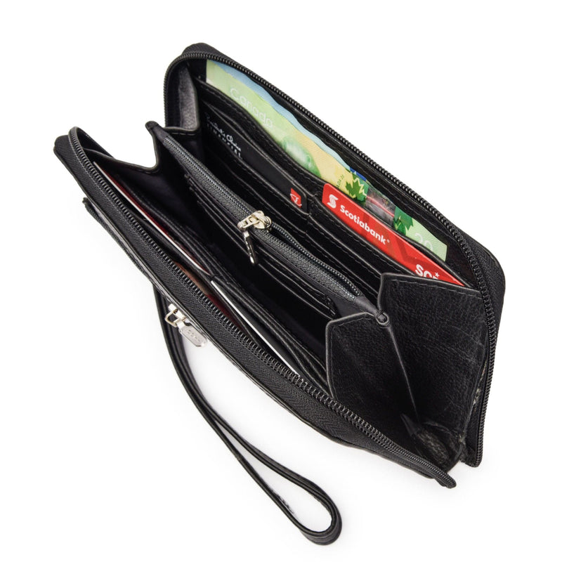 Leather Zip Around Wallet - Red Verified Leather