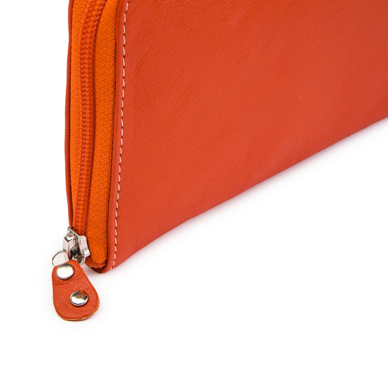Leather Zip Around Wallet - Red Verified Leather