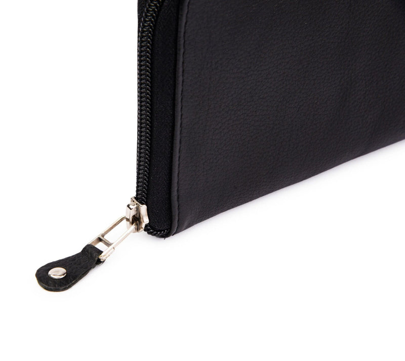 Leather Zip Around Wallet - Red Verified Leather