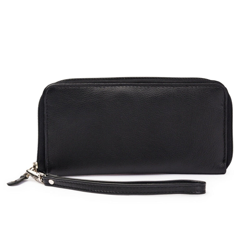 Leather Zip Around Wallet - Red Verified Leather