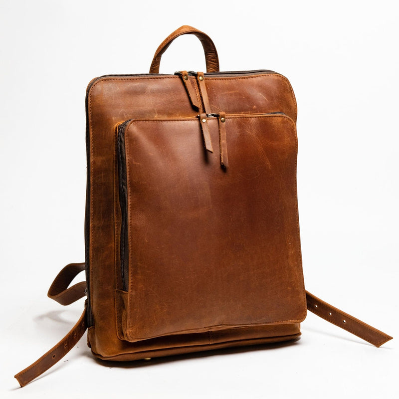 Tech Leather Backpack - Saddle