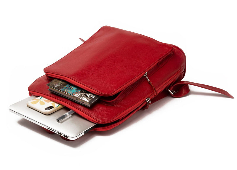 Tech Leather Backpack - Red
