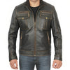 Mens Vintage Motorcycle Distressed Dark Brown Cafe Racer Leather Jacket