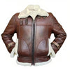 Men’s Pilot Flying B3 Bomber Brown Air Force Aviator Fur Shearling Leather Jacket