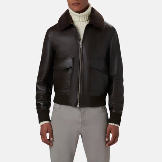 Chocolate Brown Real Leather Biker Jacket