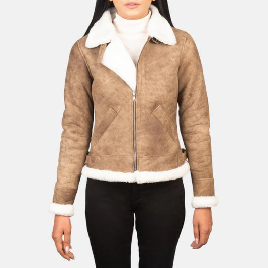 B-3 Distressed Brown Leather Bomber Jacket