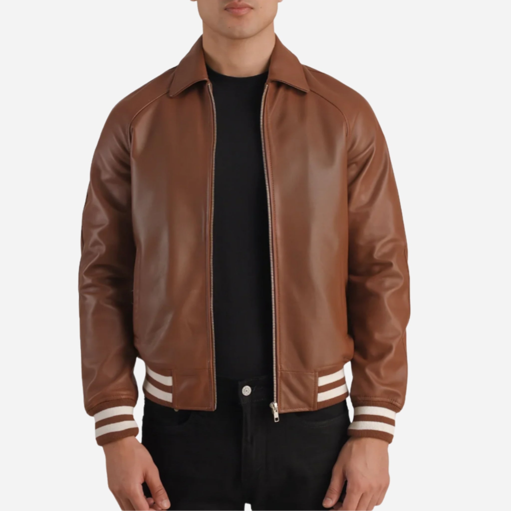 Brown Leather Varsity Jacket Verified Leather
