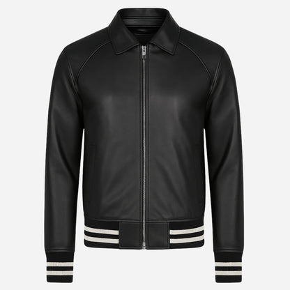 Black Leather Varsity Jacket Verified Leather