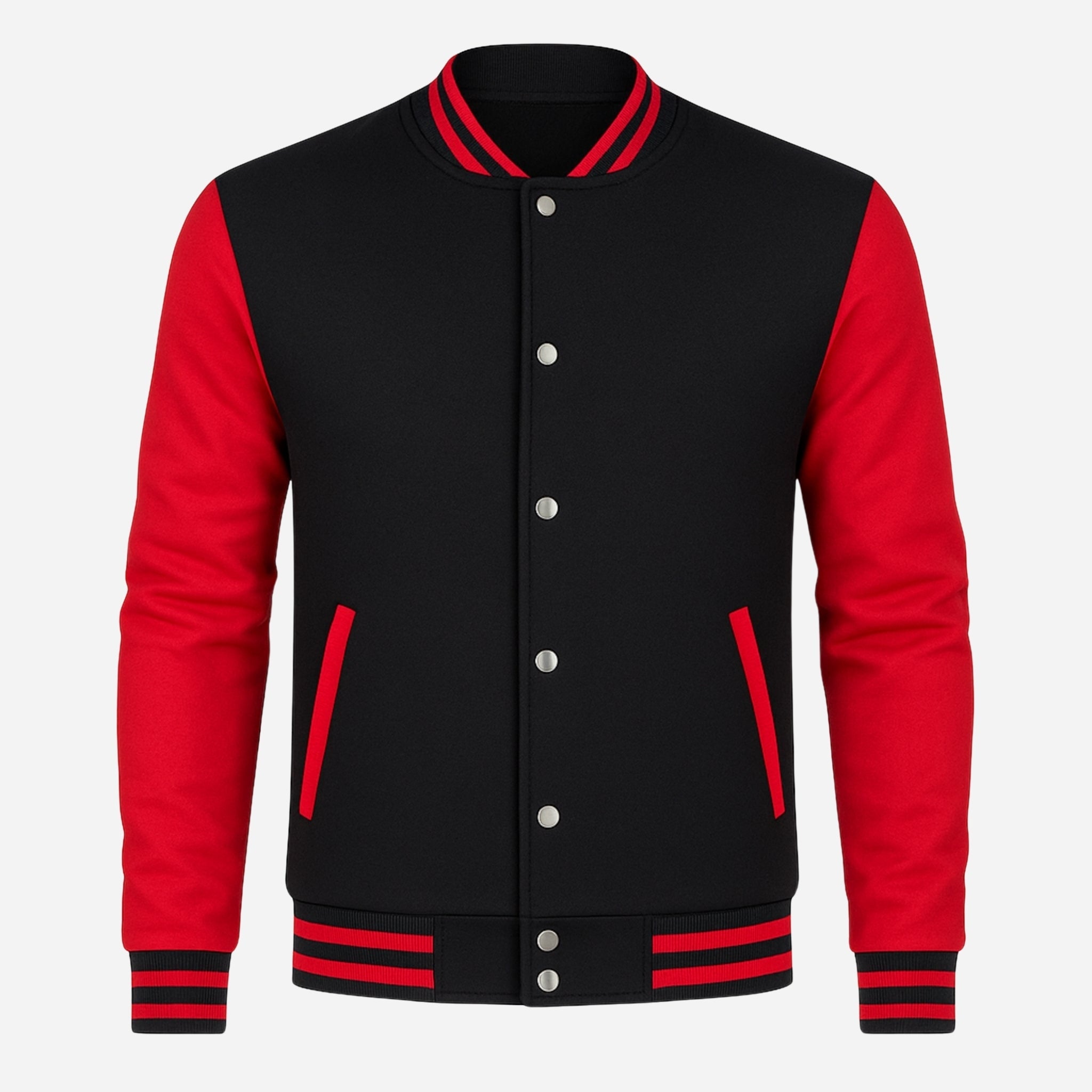 Men's Red and Black Varsity Jacket Verified Leather