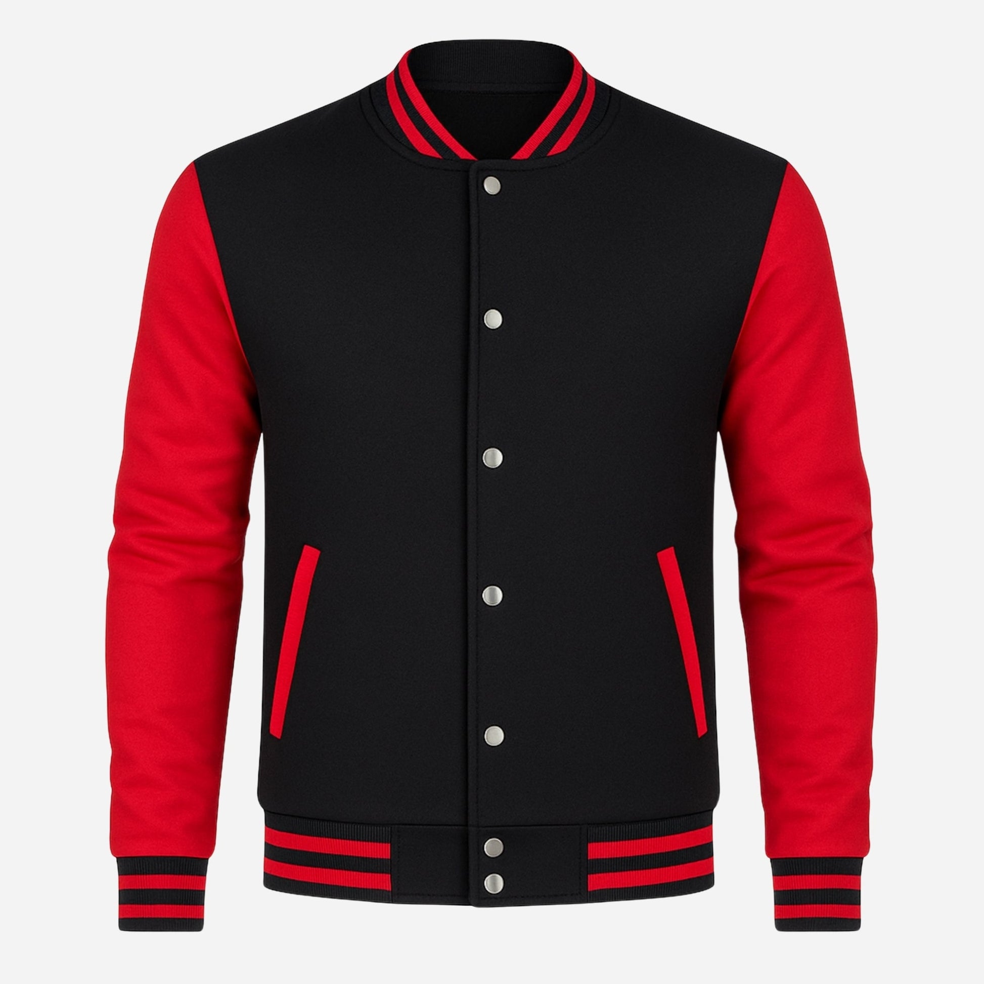 Men's Red and Black Varsity Jacket Verified Leather