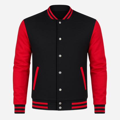Men's Red and Black Varsity Jacket Verified Leather