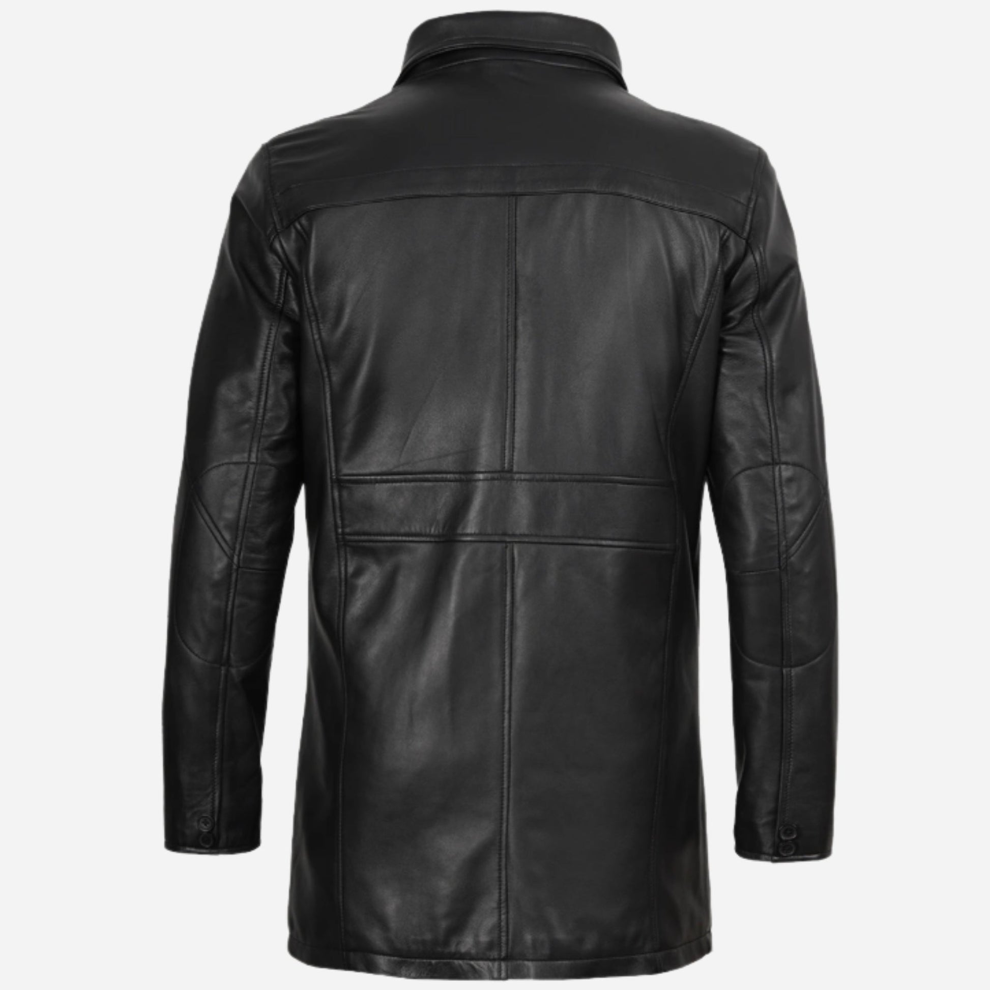 Men's Tall Black Leather Coat – 3/4 Length Coat Verified Leather