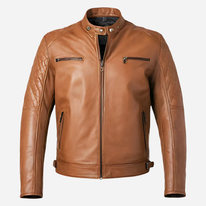 Men Classic Collar Real Leather Brown Jacket Verified Leather