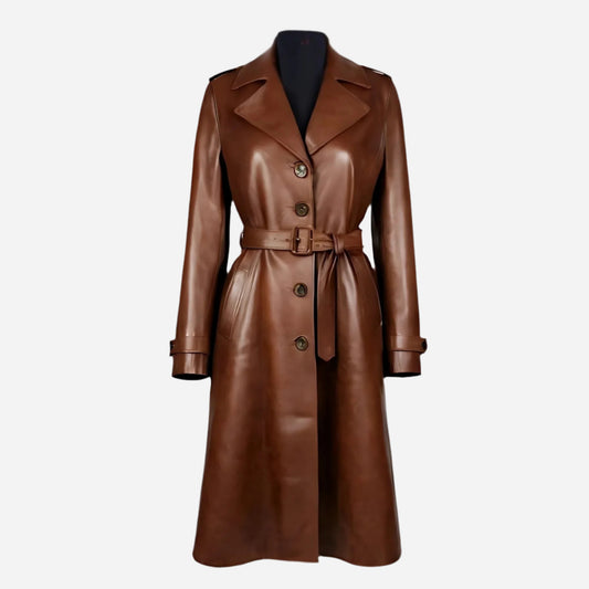 Vintage Women’s Brown Leather Long Coat