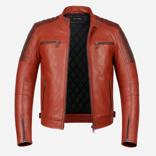 Red Leather Jacket Mens Riding Jacket Verified Leather