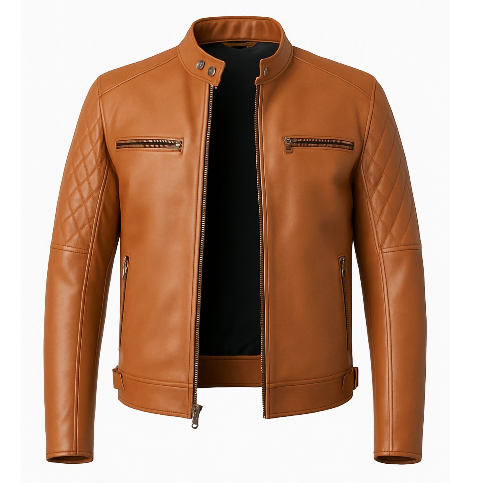 Men Classic Collar Real Leather Brown Jacket Verified Leather