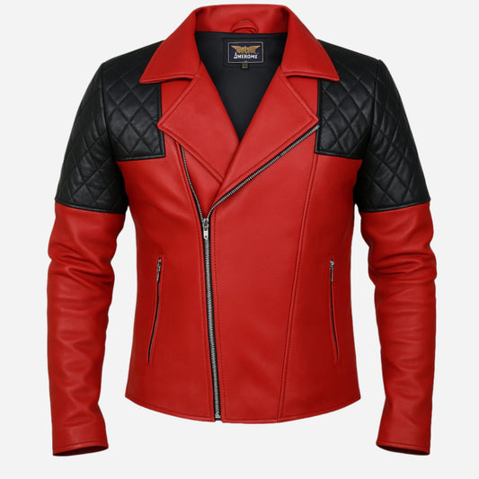 Men Red Genuine Leather Jacket Verified Leather