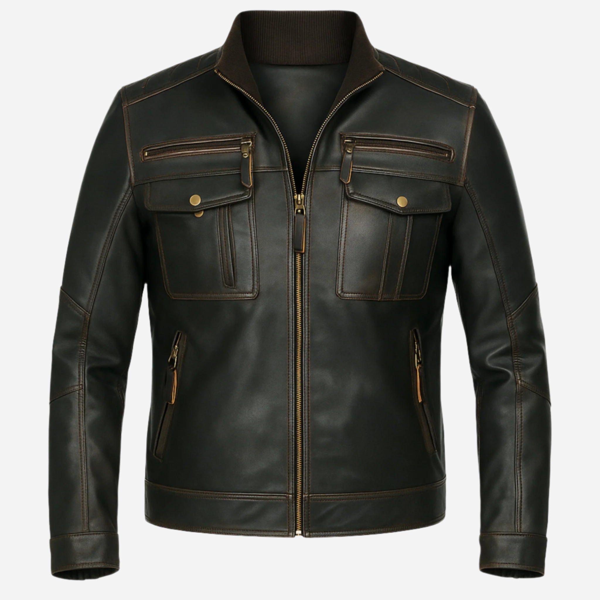 Mens Vintage Distressed Leather Jacket Verified Leather