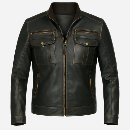 Mens Vintage Distressed Leather Jacket