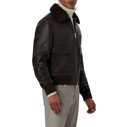 Chocolate Brown Real Leather Biker Jacket